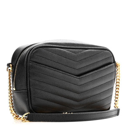 Saint Laurent Grain De Poudre Matelasse Monogram Mini Lou Camera Bag Black 3 of 11