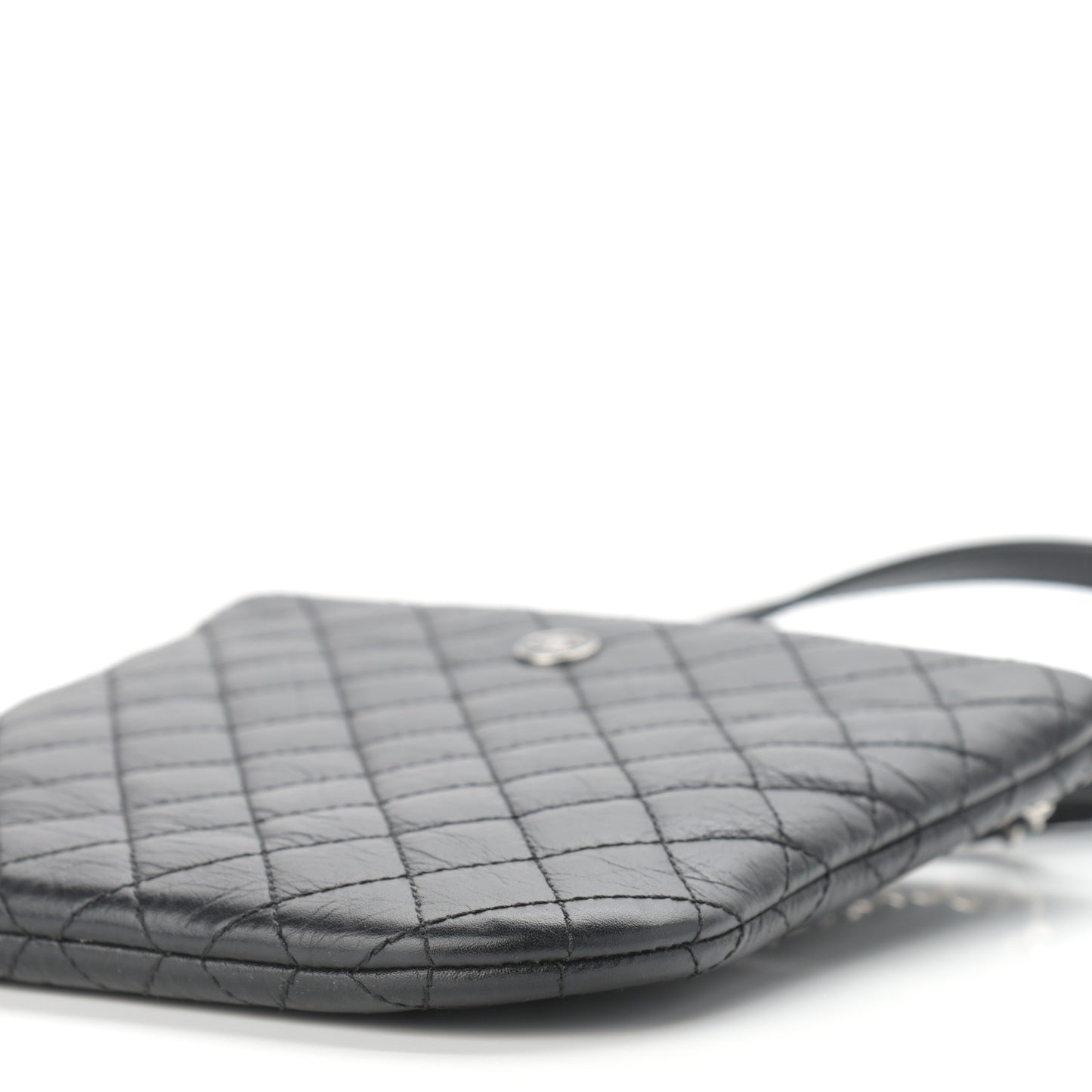 Aged Calfskin Quilted Crossbody Bag Black