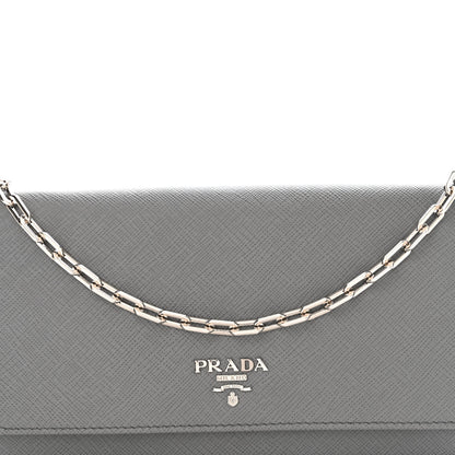 Prada Saffiano Metal Oro Chain Wallet Marmo 7 of 11