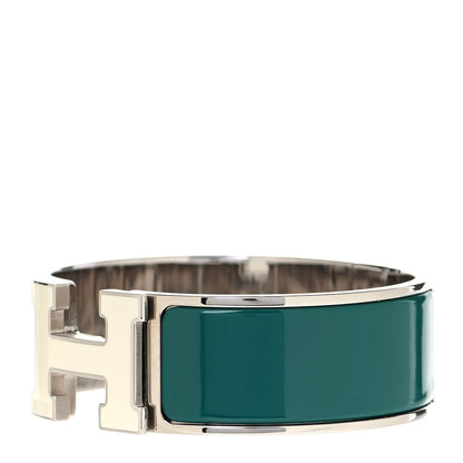 Hermes Enamel Wide Clic Clac H Bracelet PM Vert Bleuete White 3 of 5