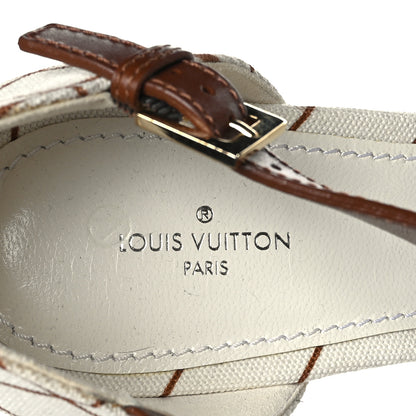 Louis Vuitton Denim Malletage Blossom Wedge Sandal 38.5 7 of 10