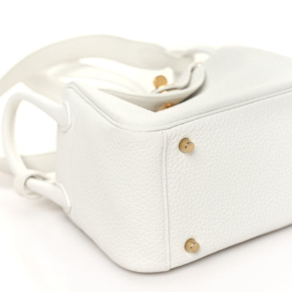 Hermes Taurillon Clemence Mini Lindy 20 New White 9 of 11