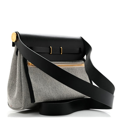 Hermes Military Toile Vache Hunter Herbag Zip Retourne 20 Ecru Black 3 of 11