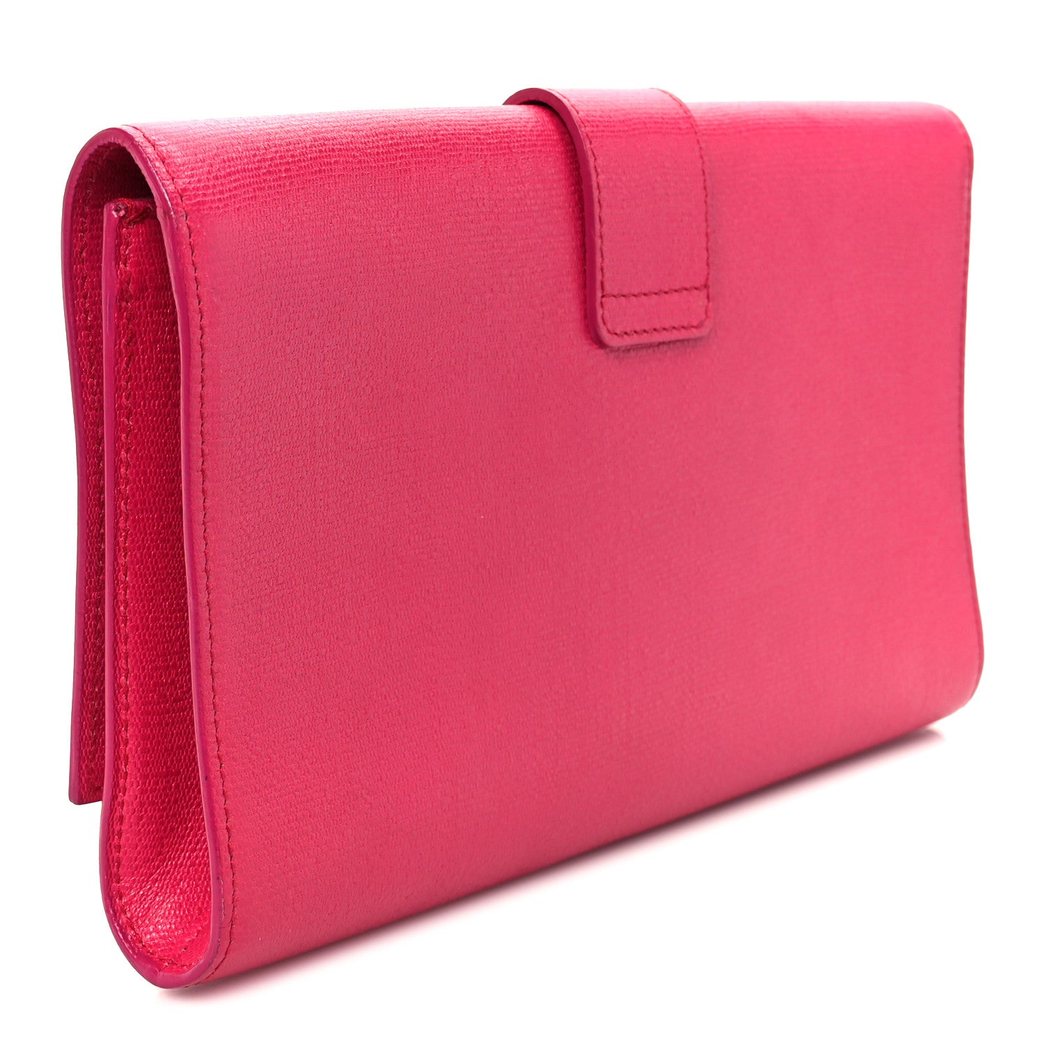 Saint Laurent Textured Calfskin Y Ligne Clutch Fuchsia 6 of 14