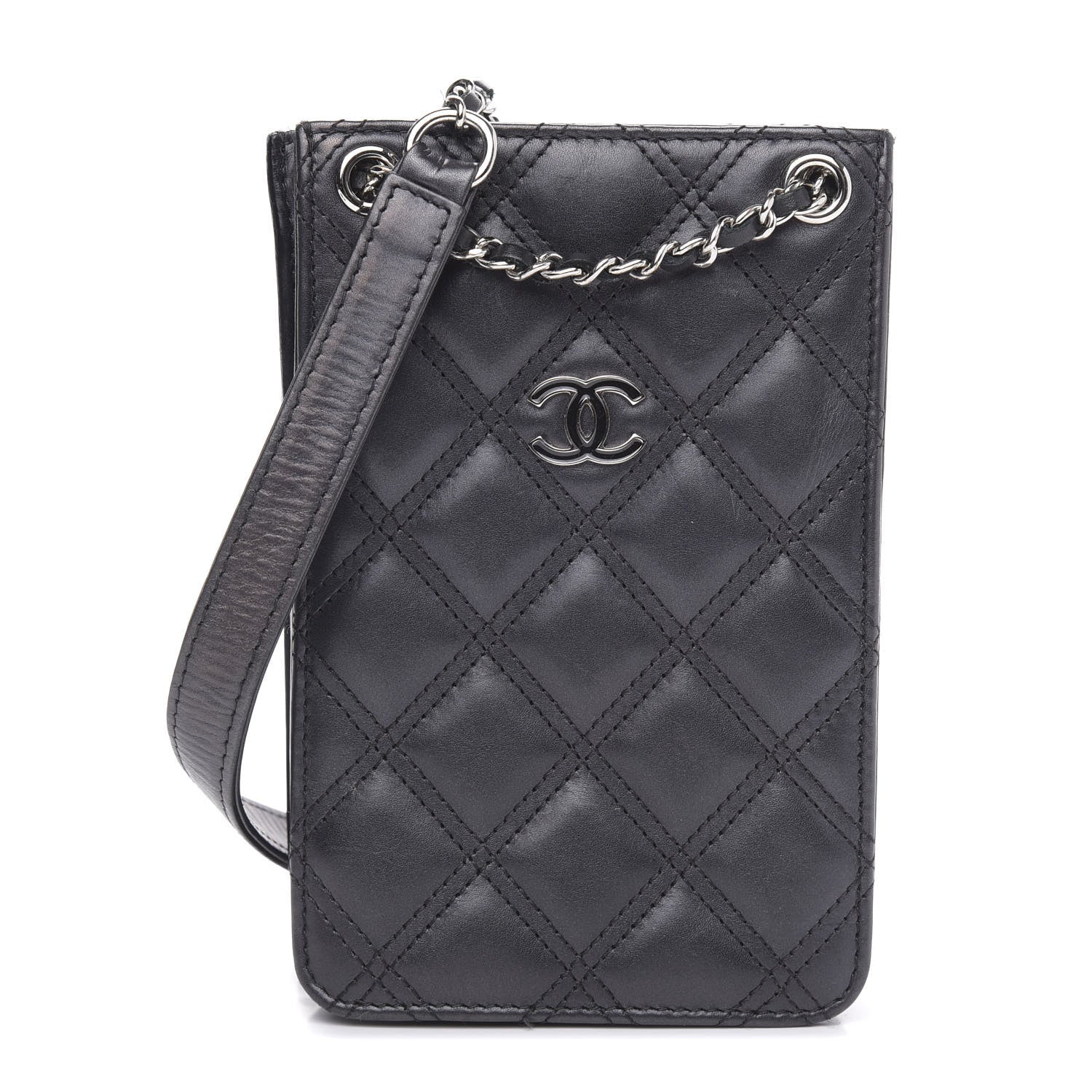Chanel Calfskin Quilted Crossbody CC Phone Holder Black 1 of 12