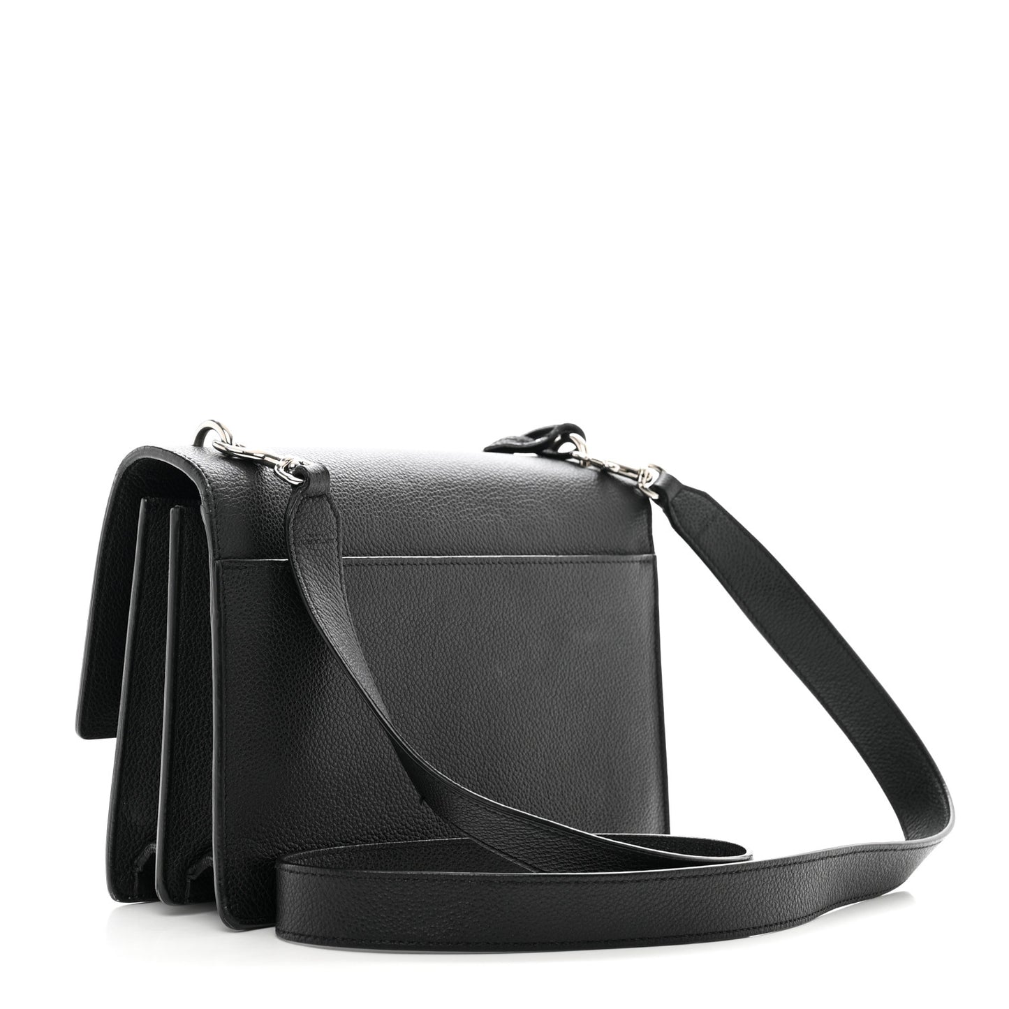 Grained Calfskin Medium Monogram Sunset Satchel Black