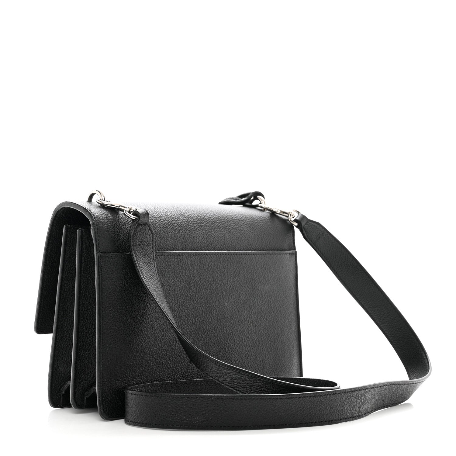 Saint Laurent Grained Calfskin Medium Monogram Sunset Satchel Black 3 of 13