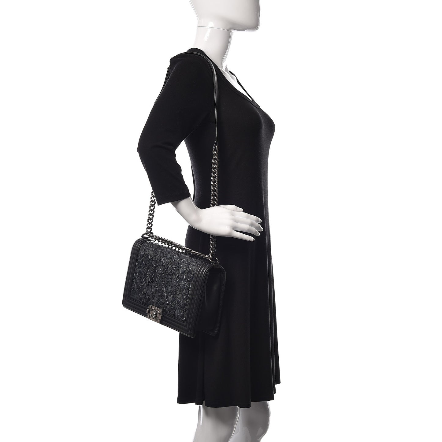 Calfskin Embossed New Medium Cordoba Boy Flap Black