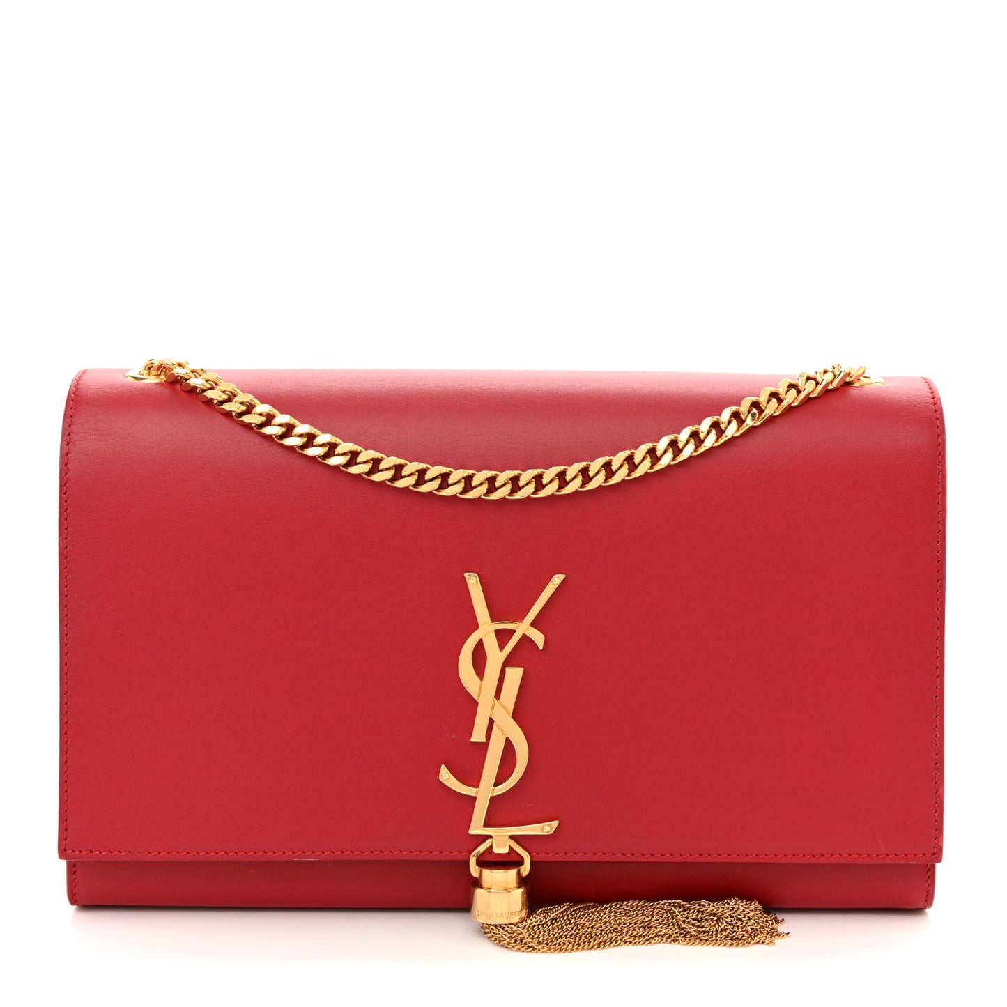 Smooth Calfskin Medium Classic Monogram Kate Tassel Satchel Lipstick Red