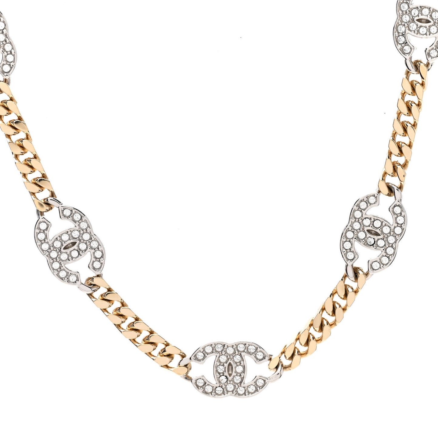 Crystal Chain CC Link Choker Gold Silver
