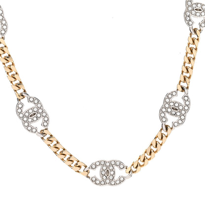 Chanel Crystal Chain CC Link Choker Gold Silver 4 of 4