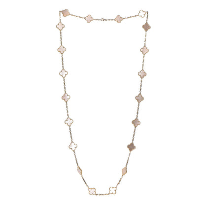 Van Cleef & Arpels 18K Yellow Gold Mother of Pearl 20 Motifs Vintage Alhambra Necklace 3 of 7