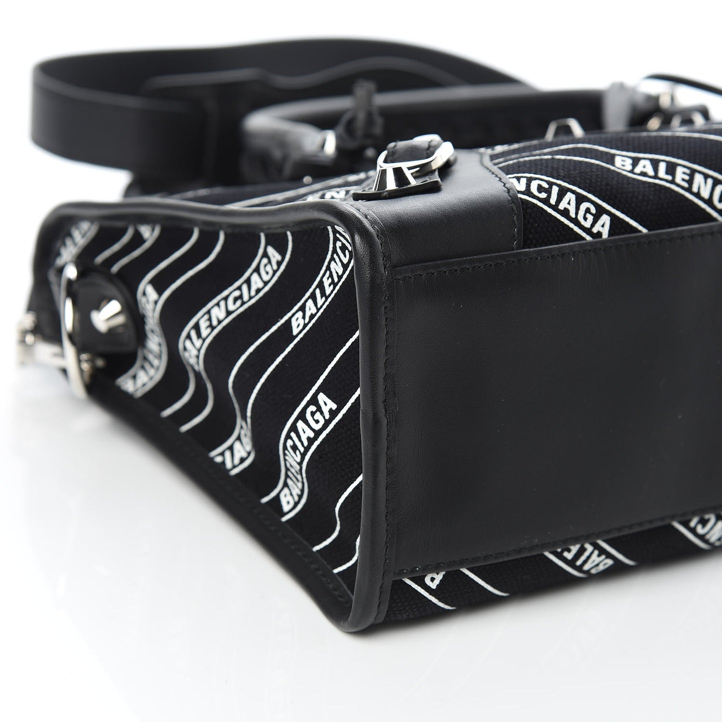 Canvas Satin Calfskin Diagonal Allover Logo Print Classic Silver Hardware S City Black White