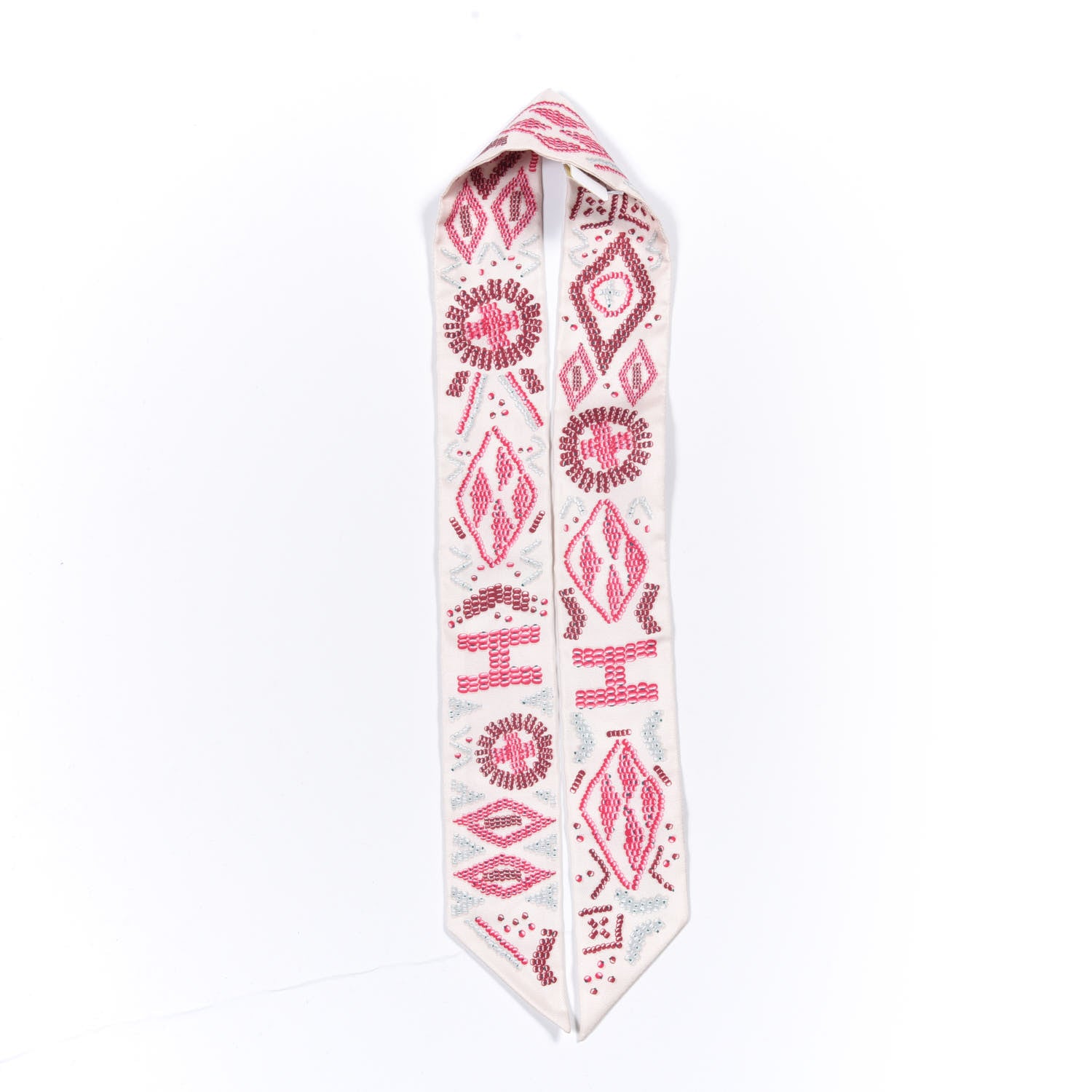 Hermes Silk Kelly En Perles Twilly Creme Framboise 5 of 5