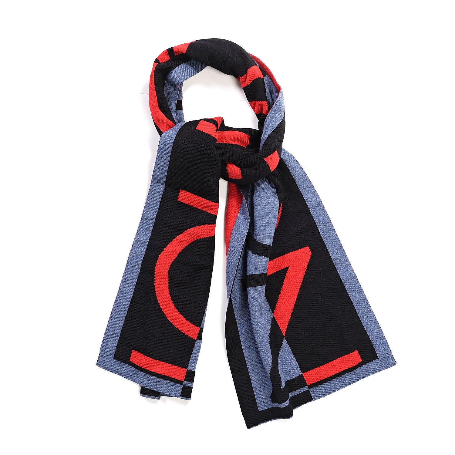 Louis Vuitton Wool Horizon LV Scarf Rouge Blue 1 of 4
