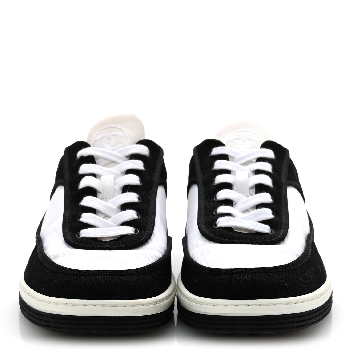 Chanel Fabric Womens Logo Sneakers 39.5 Black White 3 of 9