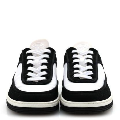 Chanel Fabric Womens Logo Sneakers 39.5 Black White 3 of 9