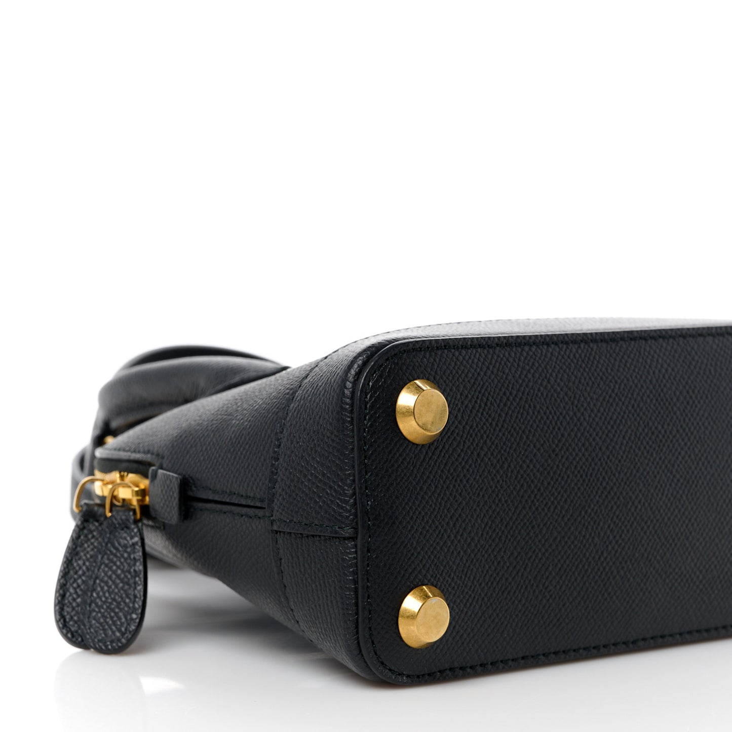 Signature Grained Calfskin XXS Ville Top Handle Bag Black White