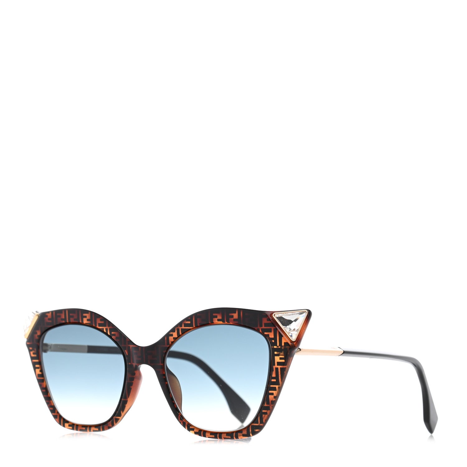 Fendi Acetate Metal FF Cat Eye Iridia Sunglasses FF 0357/S Havana 1 of 6