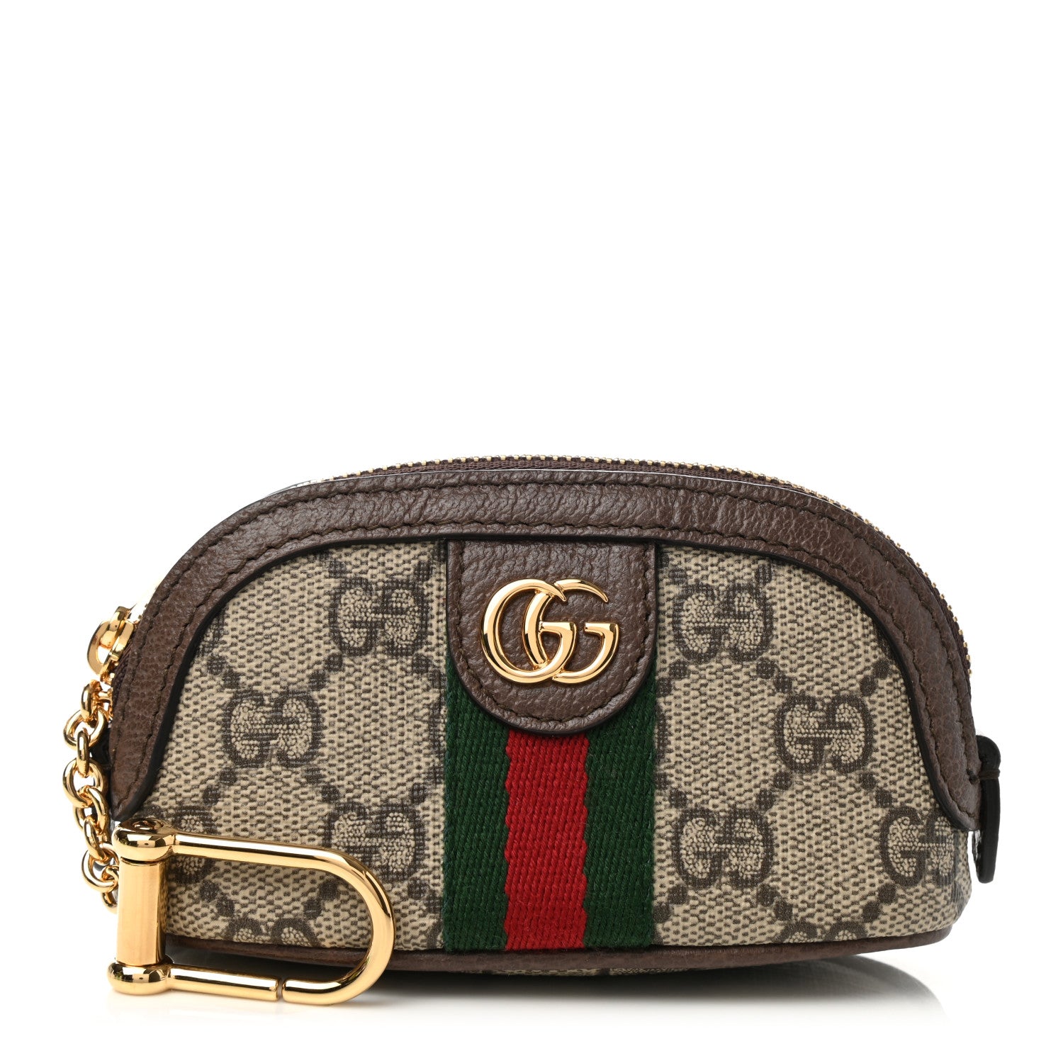 Gucci GG Supreme Monogram Web Ophidia Dome Key Pouch Beige New Acero 1 of 8