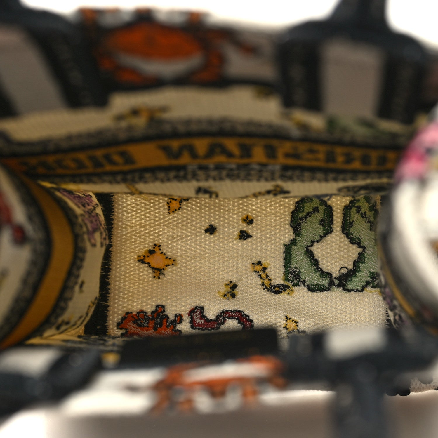 Christian Dior Canvas Embroidered Pixel Zodiac Mini Book Tote Phone Bag Latte Multicolor 5 of 10