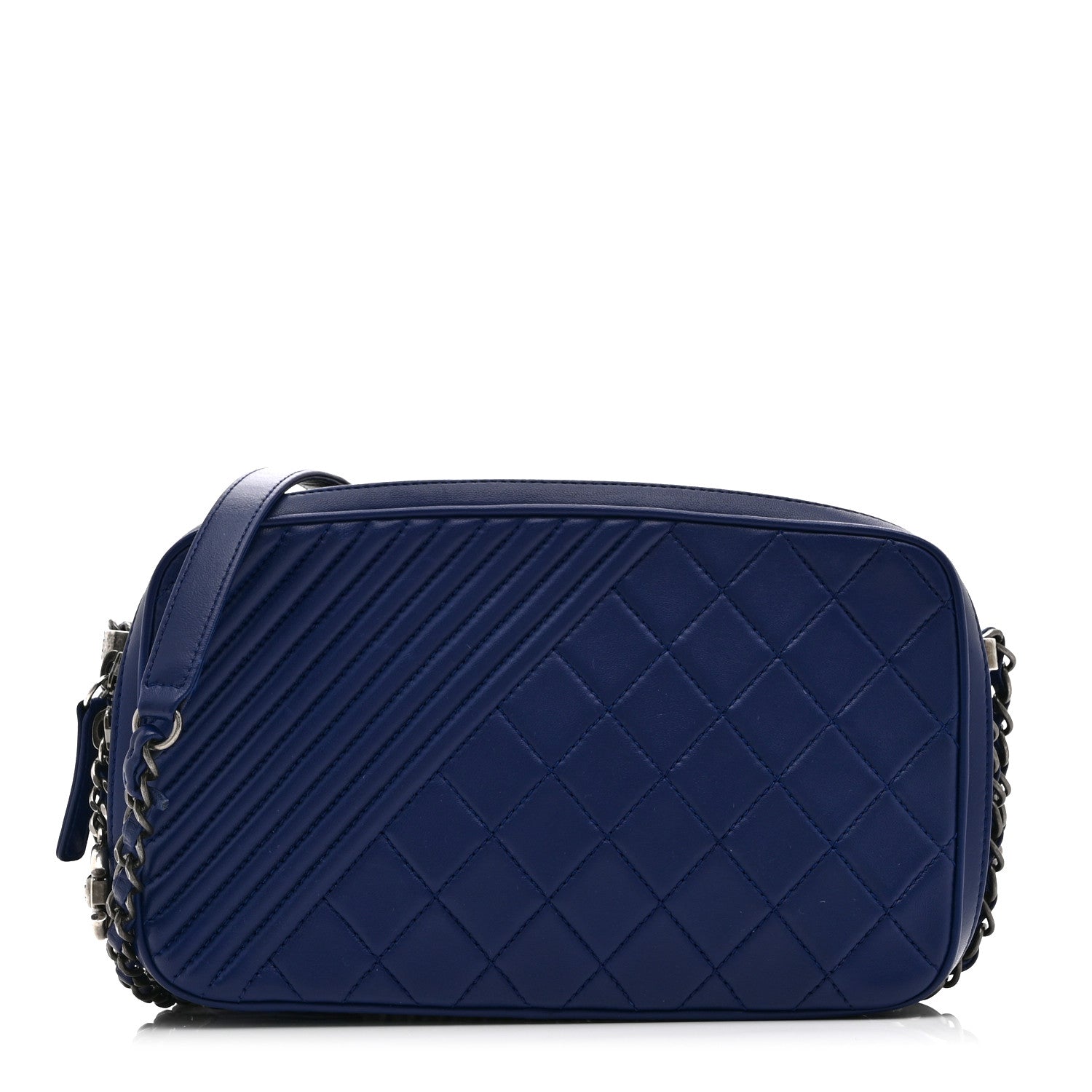 Chanel Lambskin Large Coco Boy Camera Case Blue 1 of 11