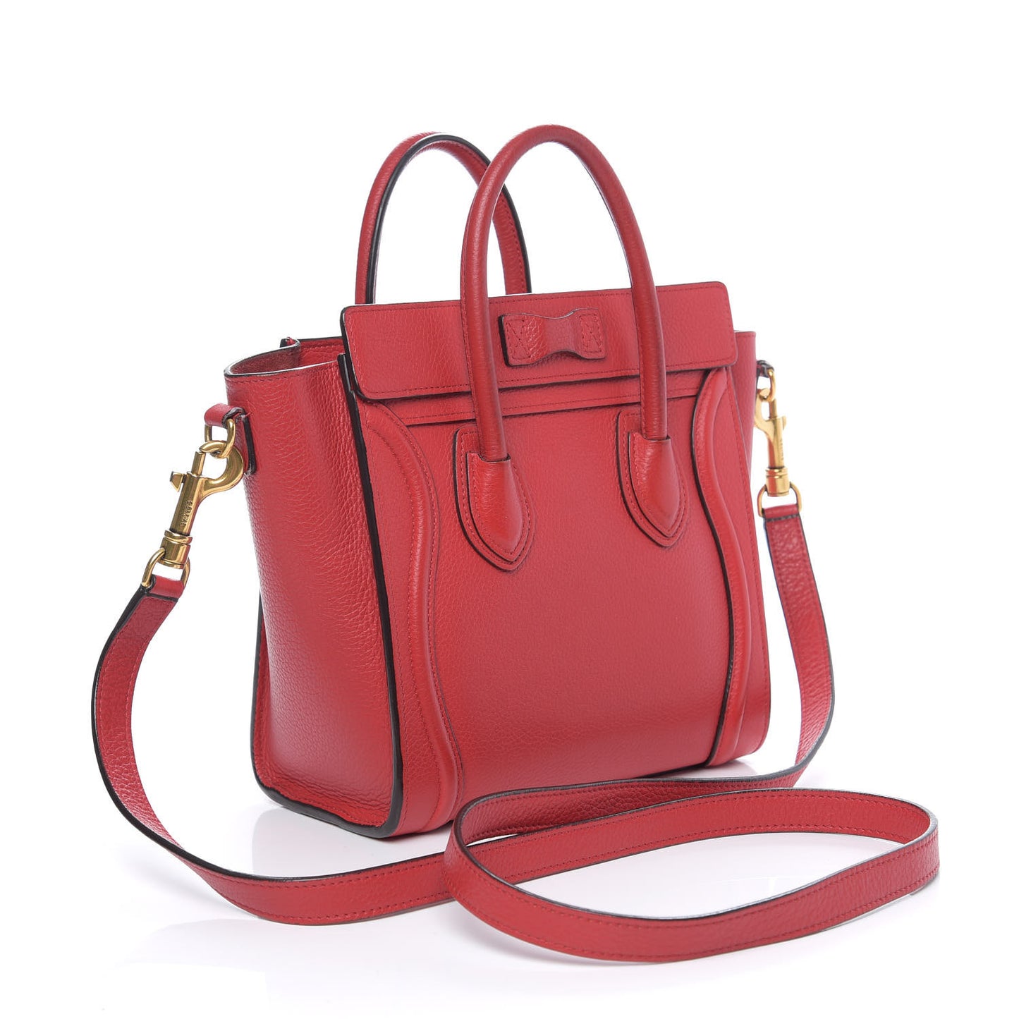 Drummed Calfskin Nano Luggage Red