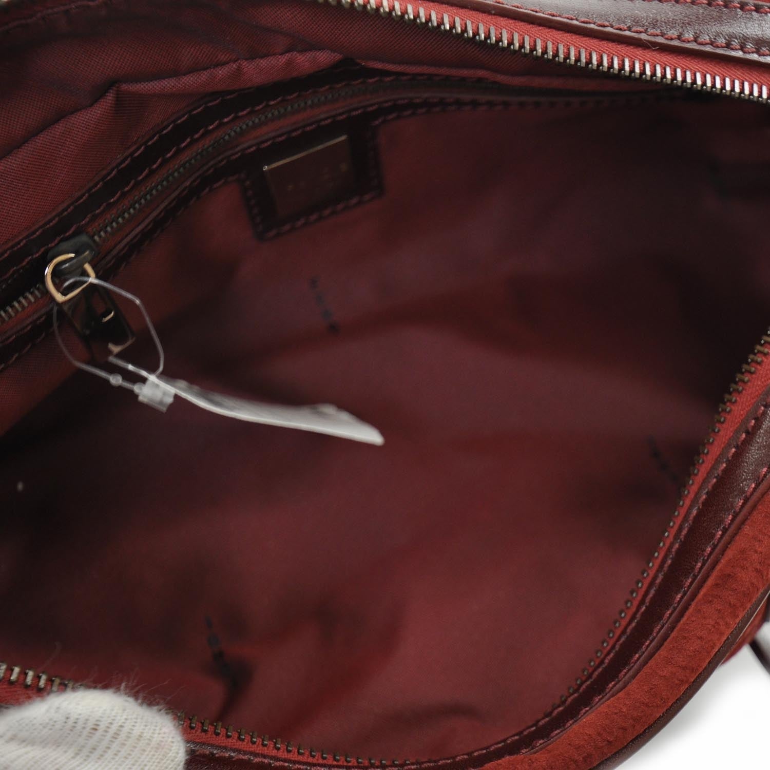 Fendi Suede Small Bowler Bag Red 6 of 9
