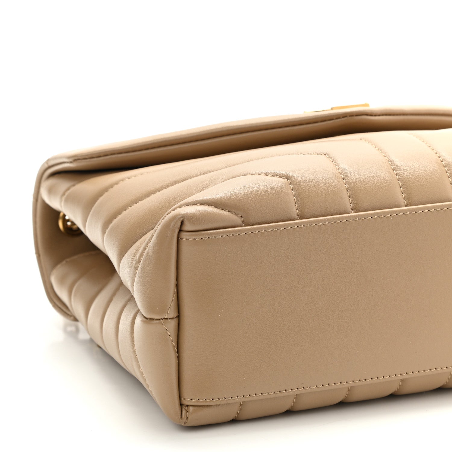 Saint Laurent Calfskin Y Quilted Monogram Small Loulou Chain Satchel Dark Beige 10 of 11