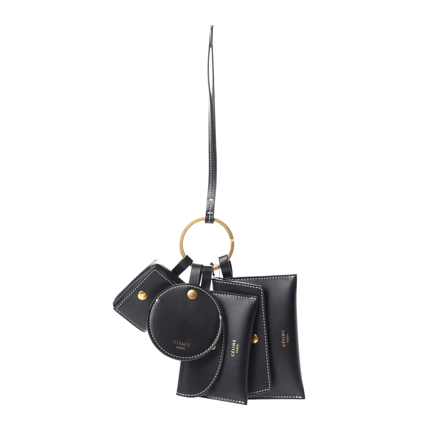 Celine Key Chain Celine Smooth Calfskin Multi Key Ring Wristlet Black 702834 – FASHIONPHILE