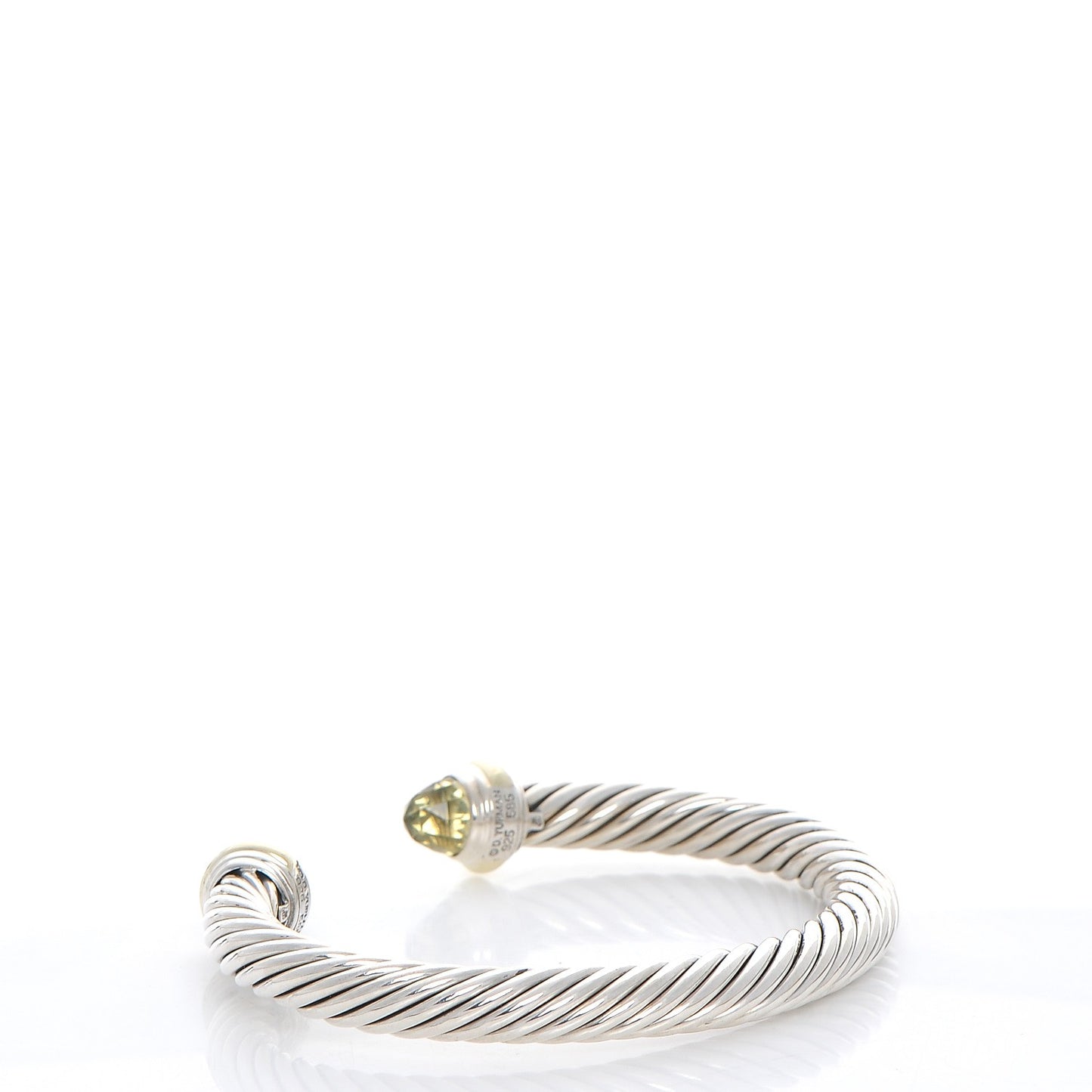 Sterling Silver 14K Yellow Gold Prasiolite 7mm Cable Classics Bracelet