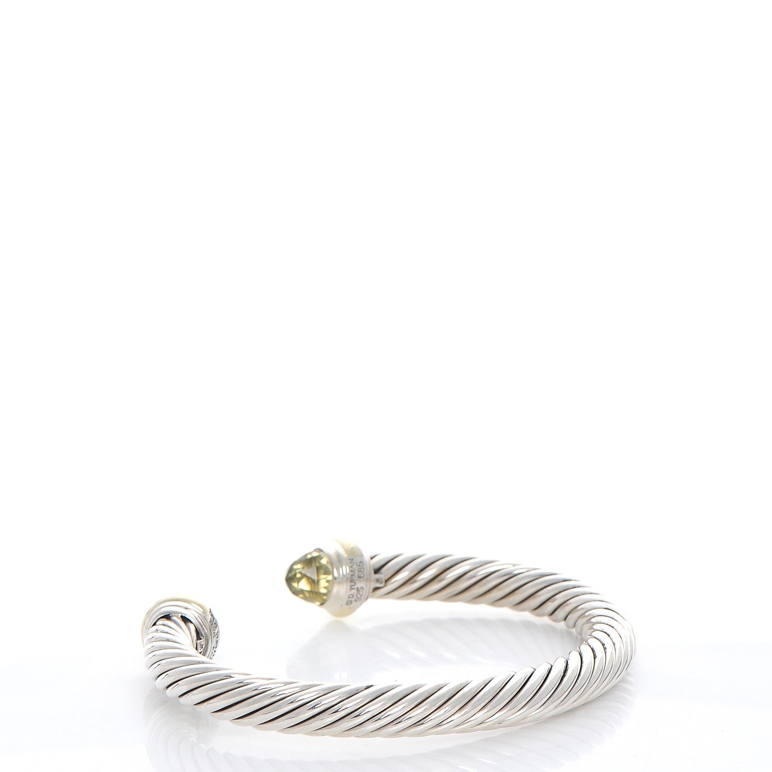 David Yurman Sterling Silver 14K Yellow Gold Prasiolite 7mm Cable Classics Bracelet 3 of 4