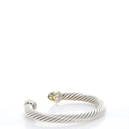 David Yurman Sterling Silver 14K Yellow Gold Prasiolite 7mm Cable Classics Bracelet 3 of 4