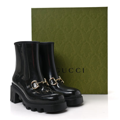Gucci Rubber Womens Horsebit Ankle Boots 38 Black 8 of 8