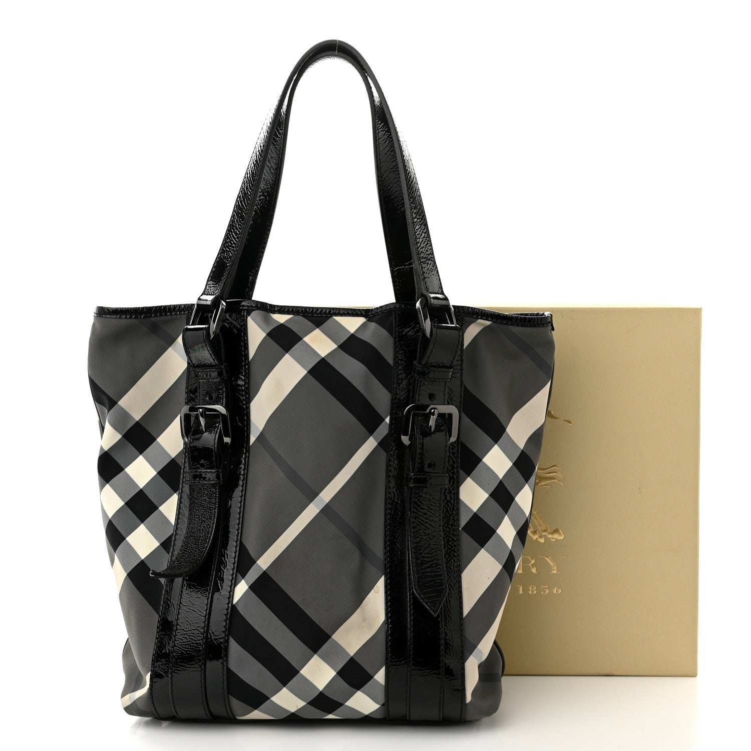 Burberry Nylon Beat Check Small Victoria Tote Black 11 of 11