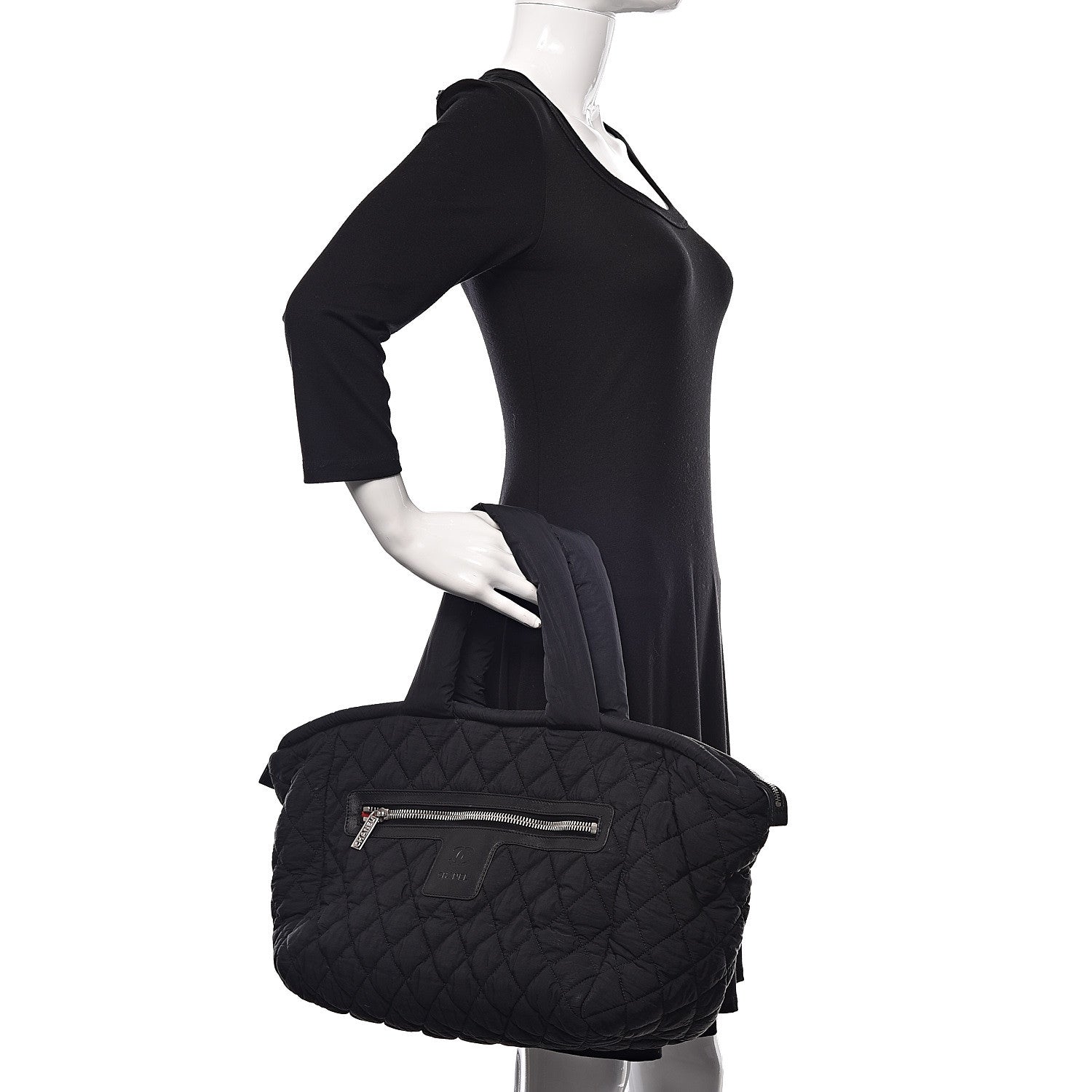 Chanel Nylon Quilted Coco Cocoon Bowler Black 2 of 11