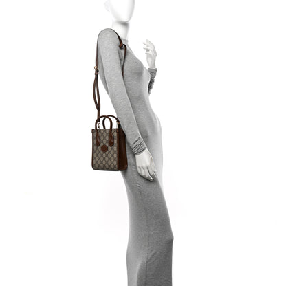 Gucci GG Supreme Monogram Azalea Calfskin Mini Retro Interlocking G Tote Bag Beige Ebony Brown Sugar 2 of 12