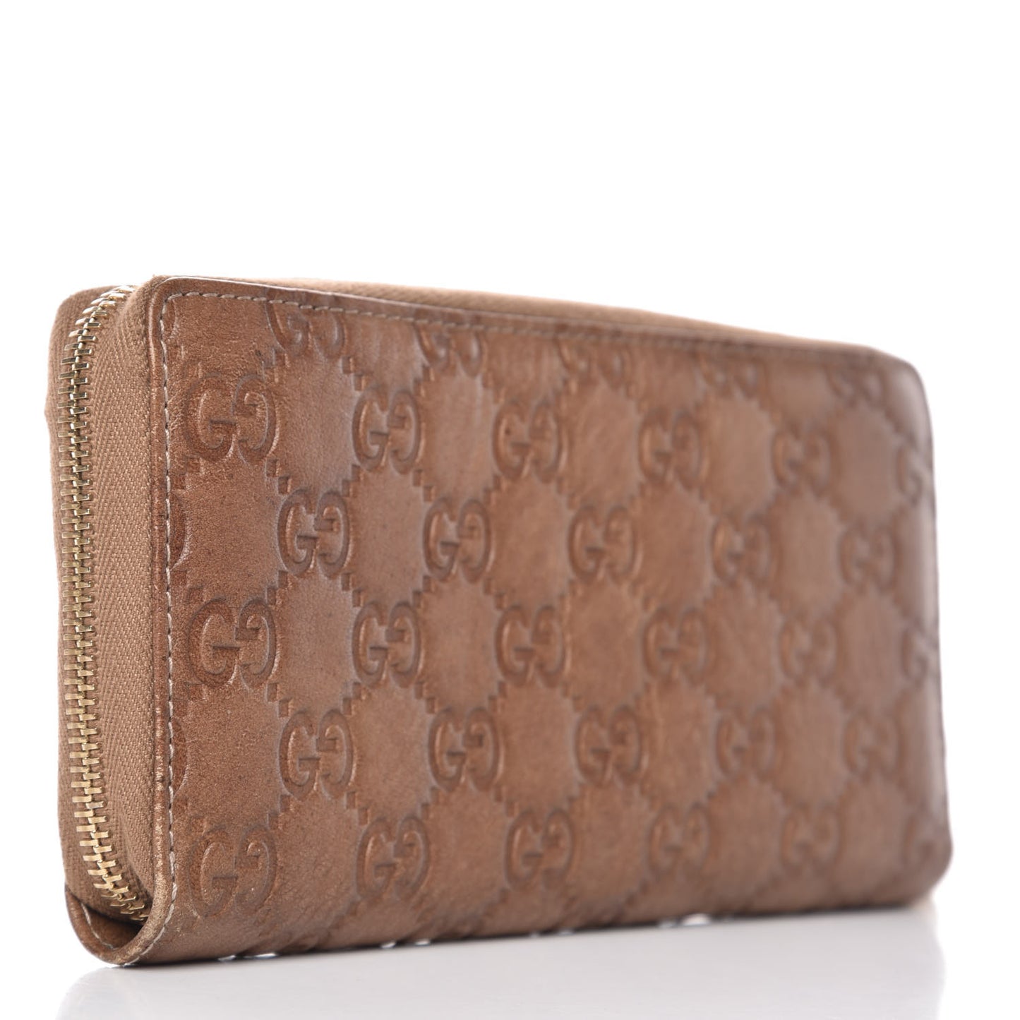 Guccissima Bamboo Tassel Zip Around Wallet Light Brown