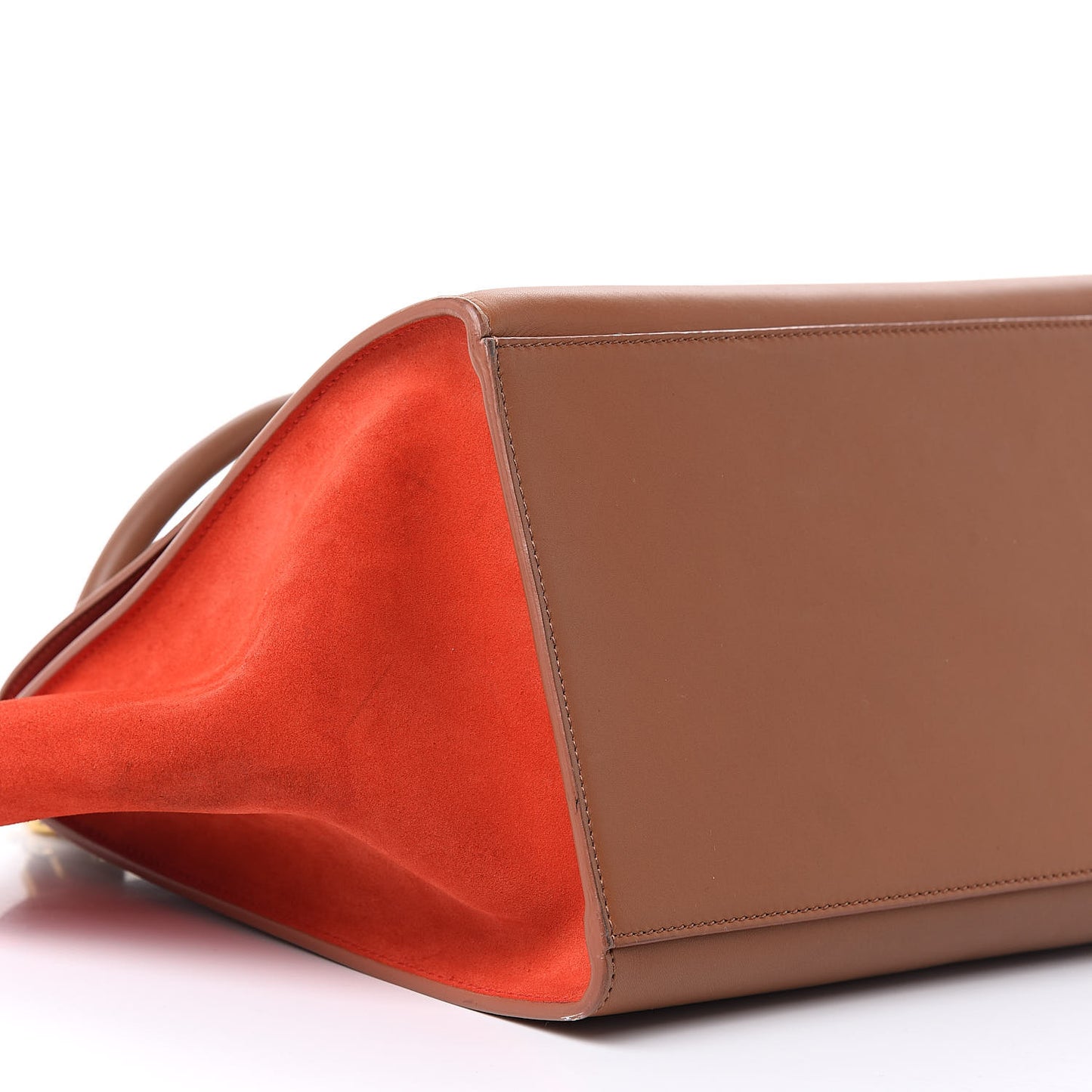 Natural Calfskin Suede Medium Bi-Color Trapeze Tan