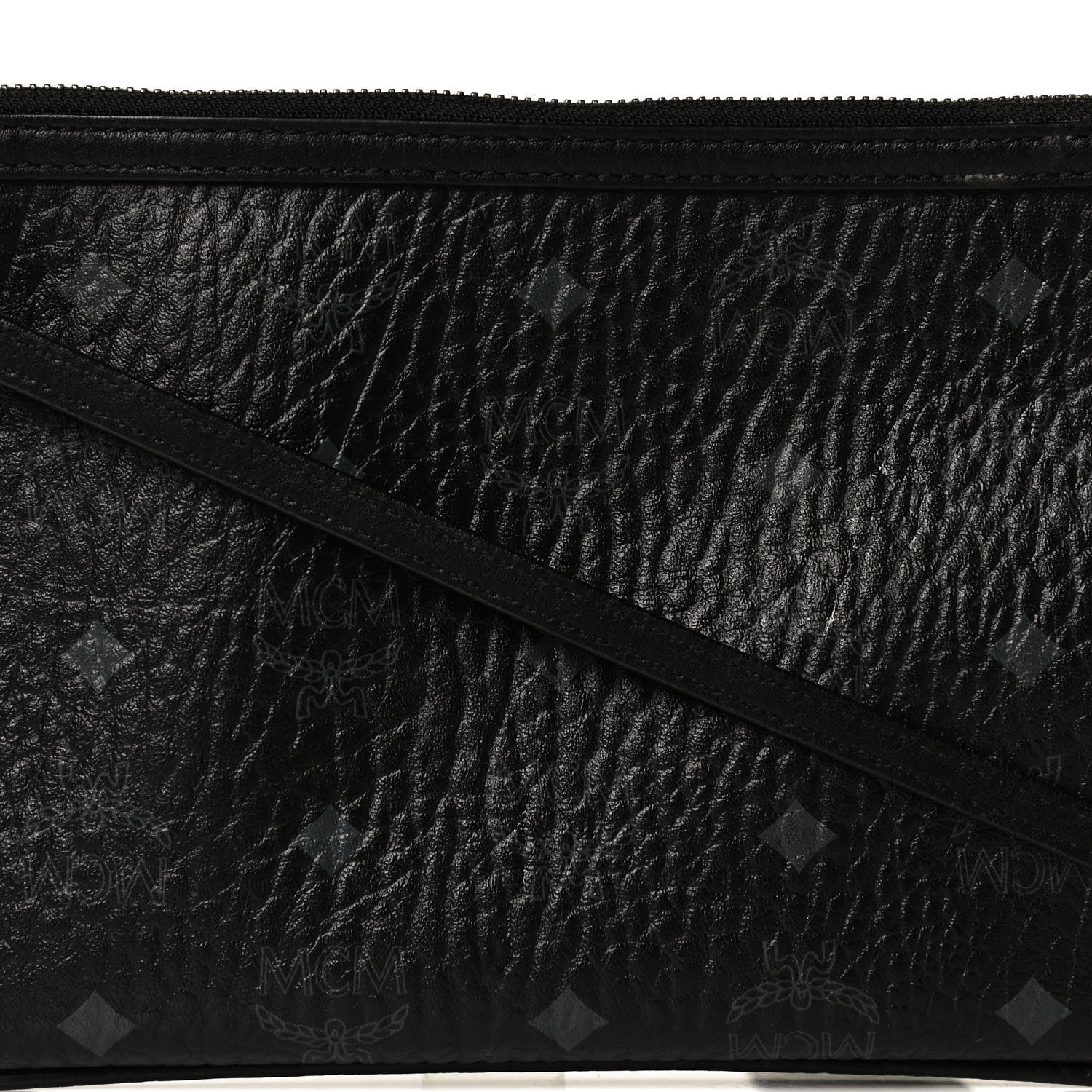 MCM Visetos Anya Shopper Tote Pouch Black 6 of 10