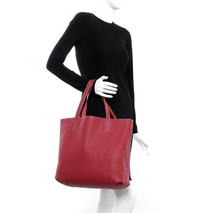 Hermes Taurillon Clemence Double Sens 45 Reversible Tote Rubis Bougainvillea 2 of 11