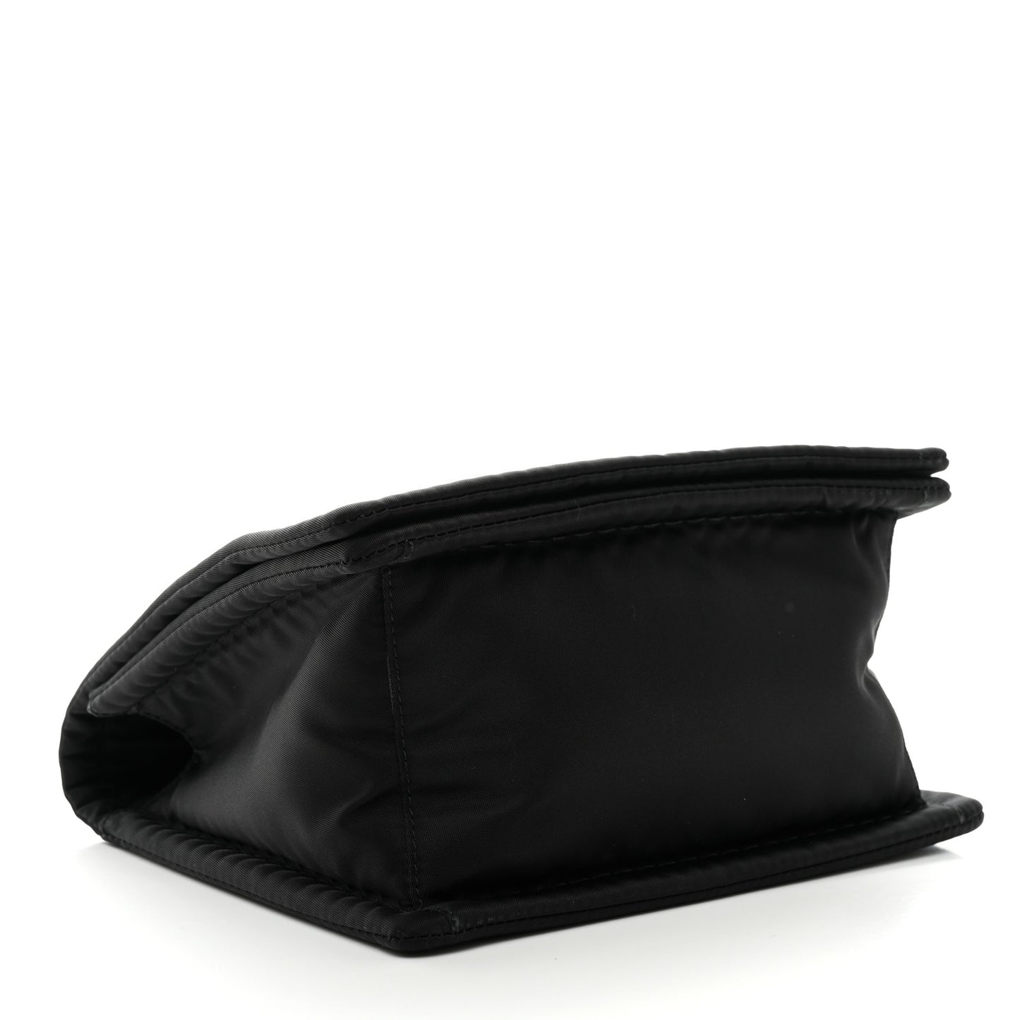 Tessuto Nylon Chain Flap Shoulder Bag Black
