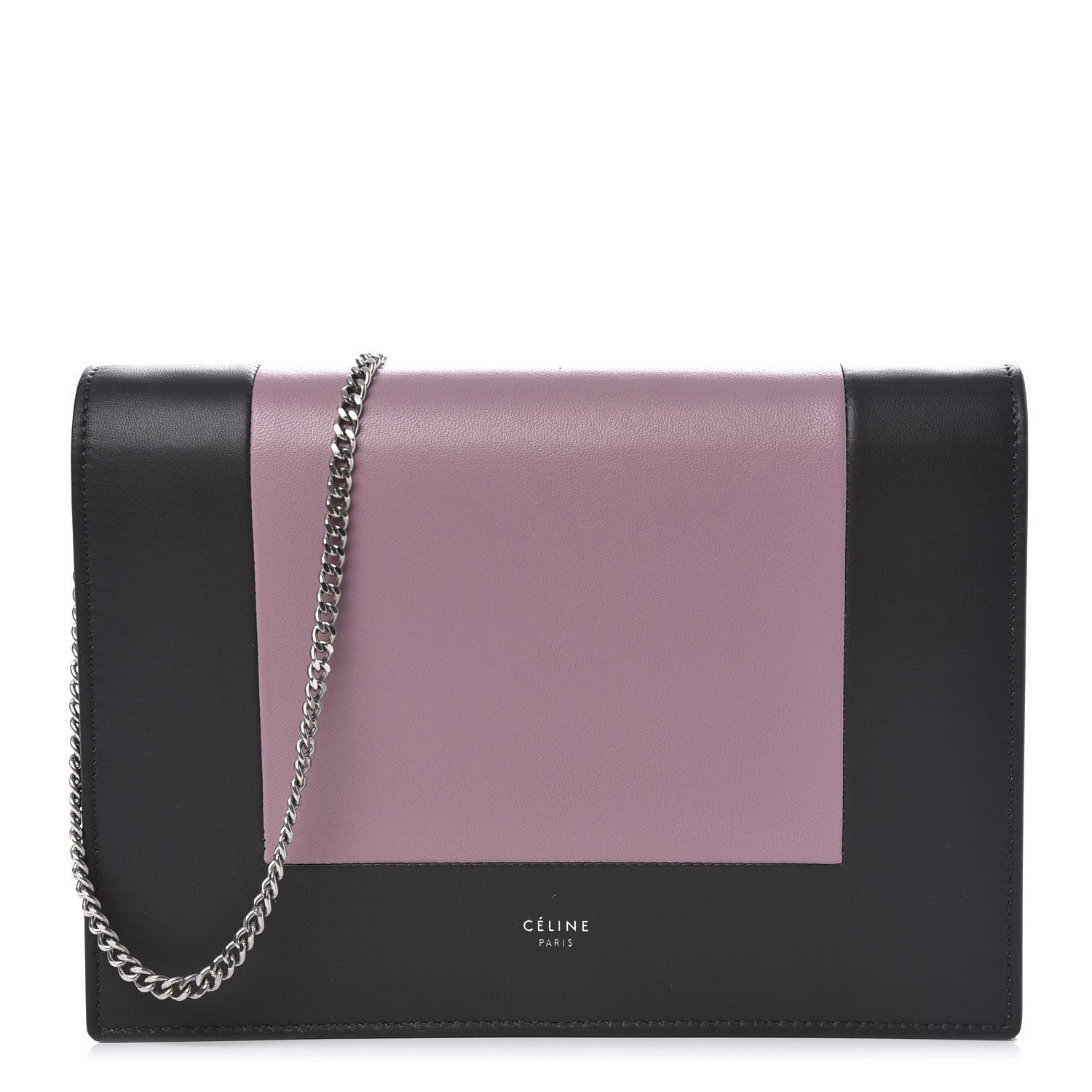 Celine Smooth Lambskin Frame Evening Chain Clutch Liquorice Antique Rose 1 of 9