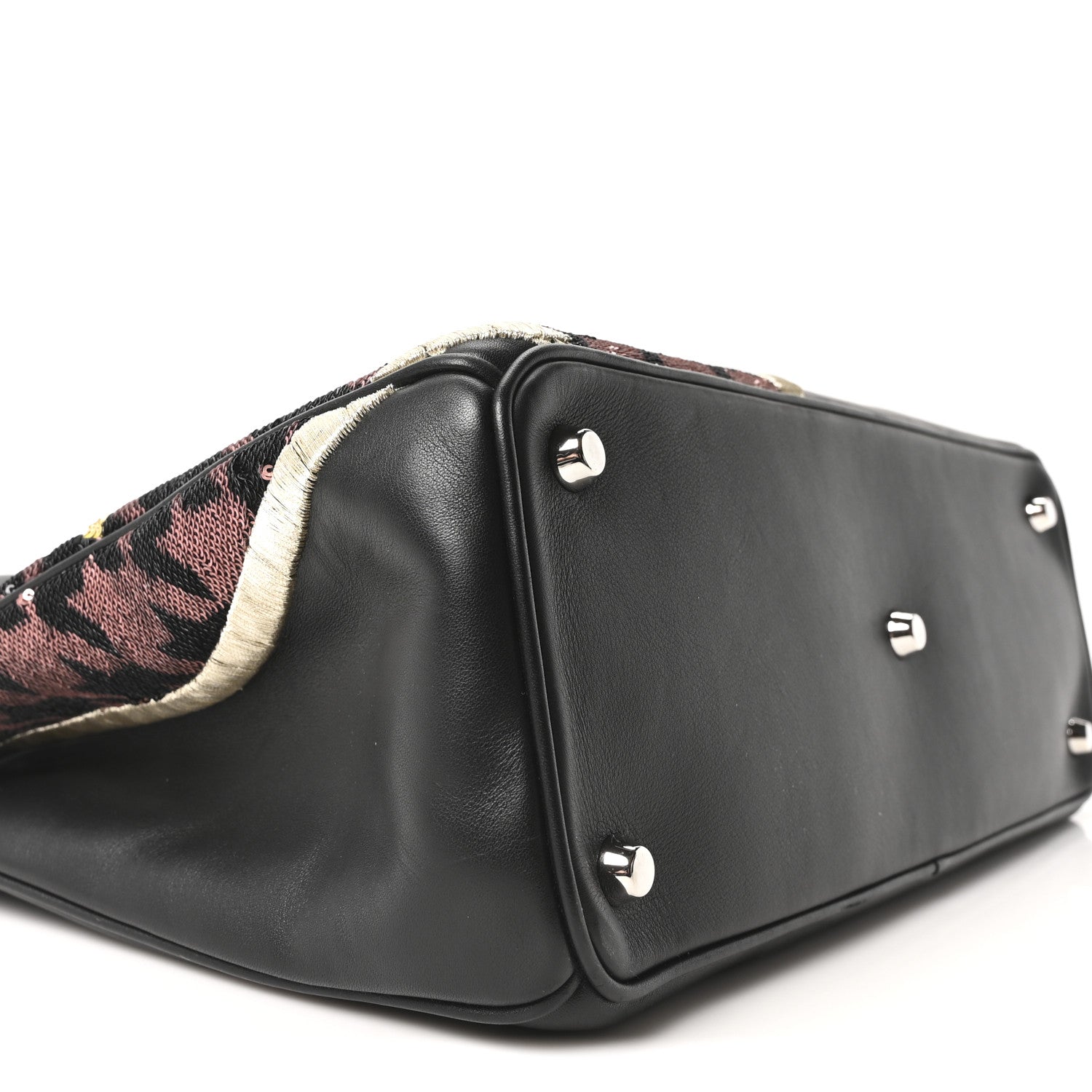 Christian Dior Smooth Calfskin Sequin Houndstooth Embroidered Medium Diorissimo Black 10 of 11