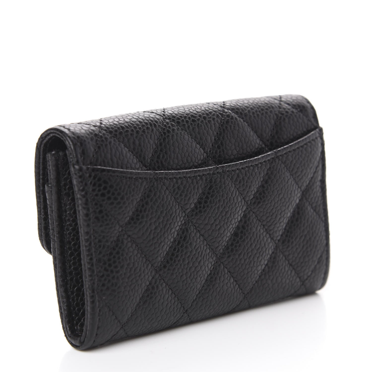 Chanel Caviar Quilted Flap Card Holder Wallet Black 2 of 7