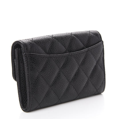 Chanel Caviar Quilted Flap Card Holder Wallet Black 2 of 7