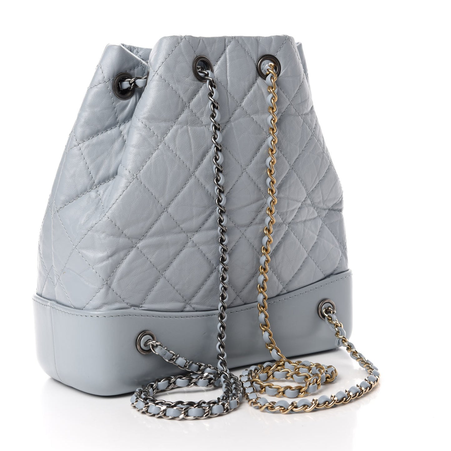 Aged Calfskin Quilted Small Gabrielle Backpack Light Blue