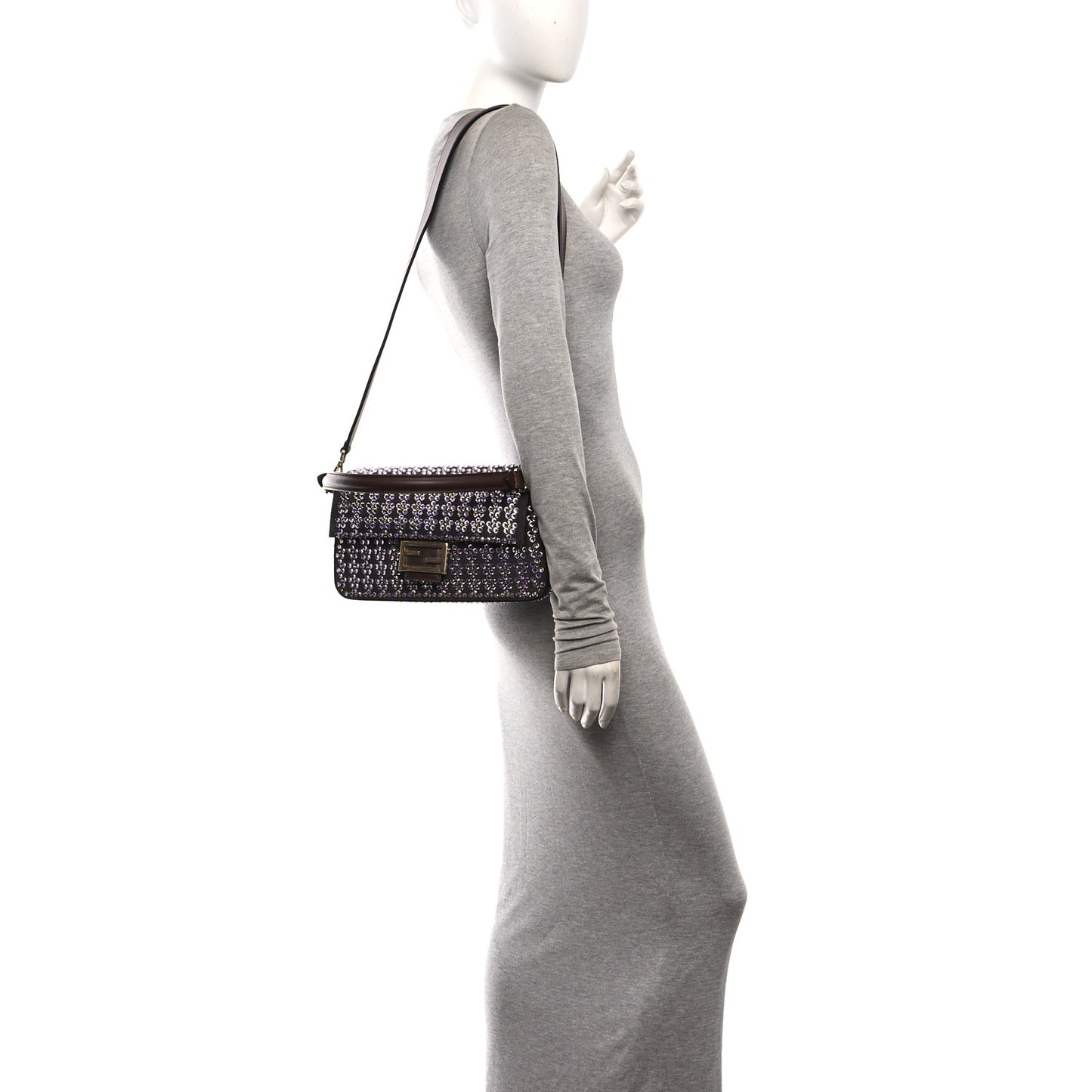 Suede Blooming Crystal Floral Baguette Mogano Anemone