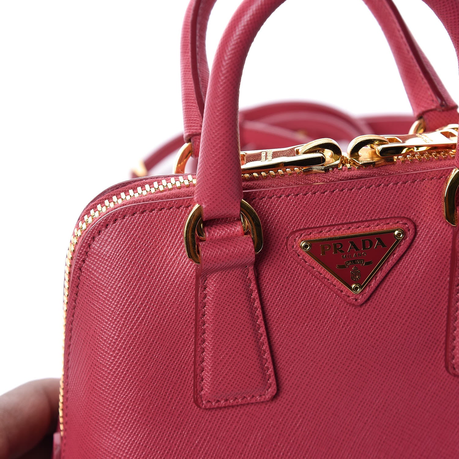 Prada Saffiano Lux Mini Promenade Tote Peonia 10 of 13