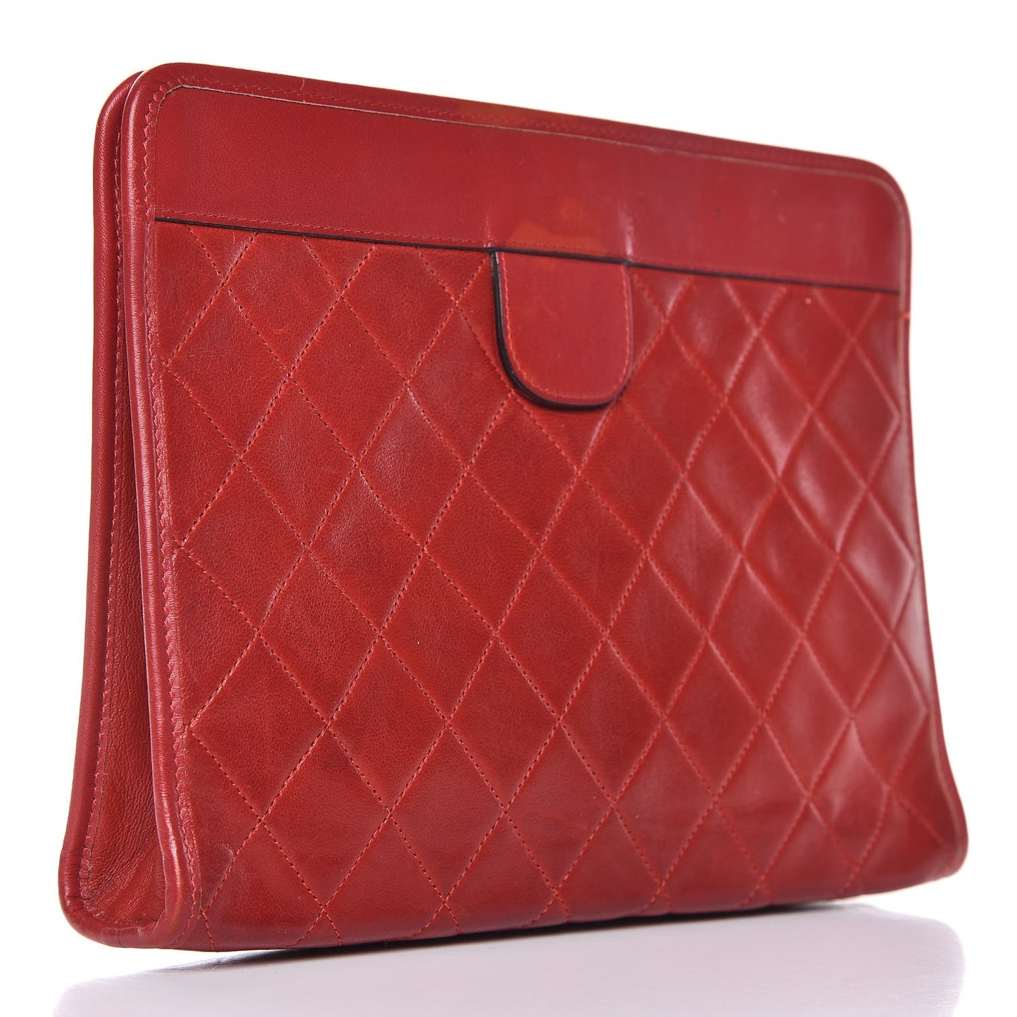 Lambskin Quilted CC Clutch Red